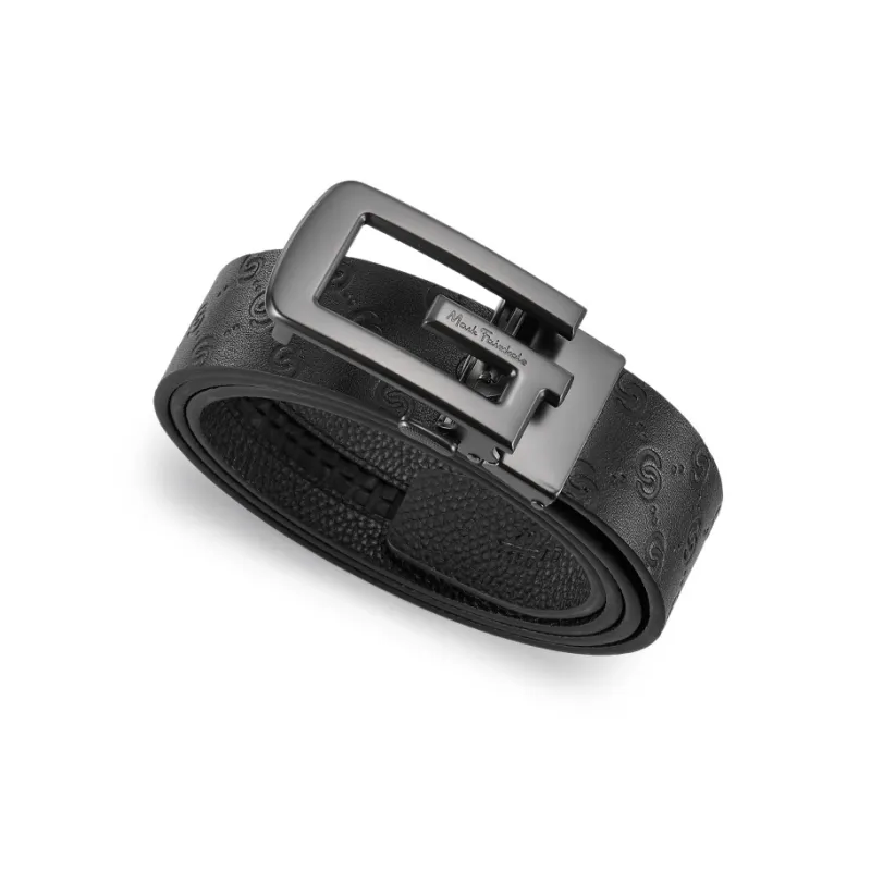 FAIRWHALE Double C Embossed Texture Design Automatic Buckle Genuine Leather Belts Men's Width 3.5CM-3