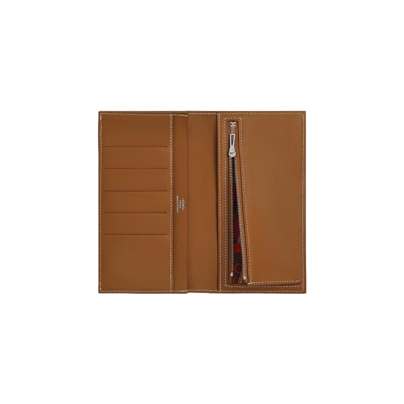 HERMES Swift Leather Wallet Women's Gold/Pepper Red-1
