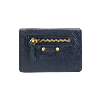 Balenciaga Leather Wallet Regular Women's Blue Black