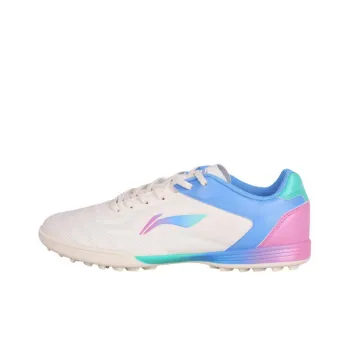 LiNing AG Rubber Short Studs Firm Ground Artificial Ground Indoor Soccer Shoes Men's Ecru