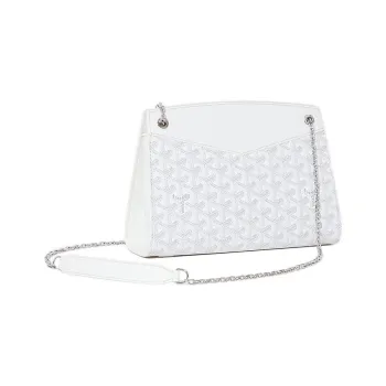 GOYARD Rouette Canvas With Leather Totes Chain Bag Shoulder Bag Women's White