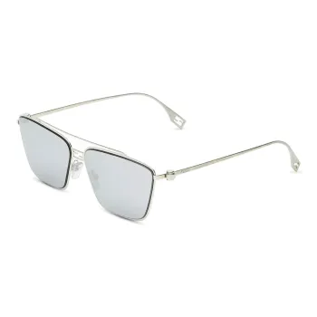 FENDI Acetate Irregular Shape Sunglasses Women's Silver