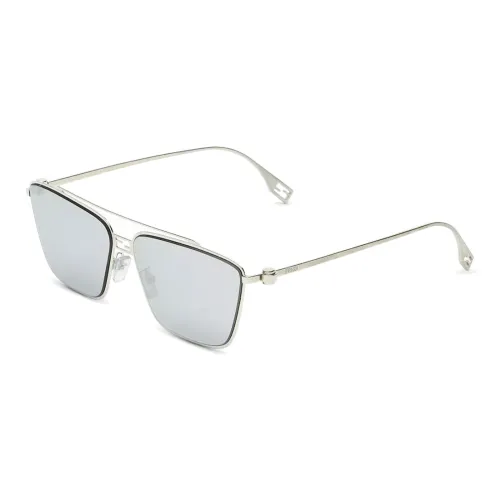 FENDI Acetate Irregular Shape Sunglasses Women's Silver