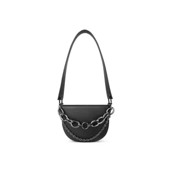 INJOYLIFE Cow Leather Saddle Bags Shoulder Bags Small Size Women's Black