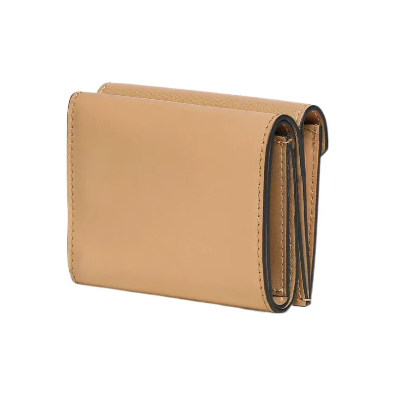 FENDI FF Diamonds Series Calfskin Money Clip Card Holder Wallet Medium Size Women's Beige/Brown-1