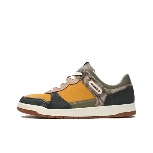 COACH C201 Skateboard Shoes Men Low-Top Oak/Brocade/Amazon Green