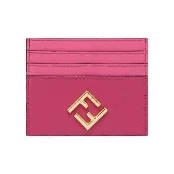 FENDI Calfskin Card Holder Women's Fuchsia/Dark Pink