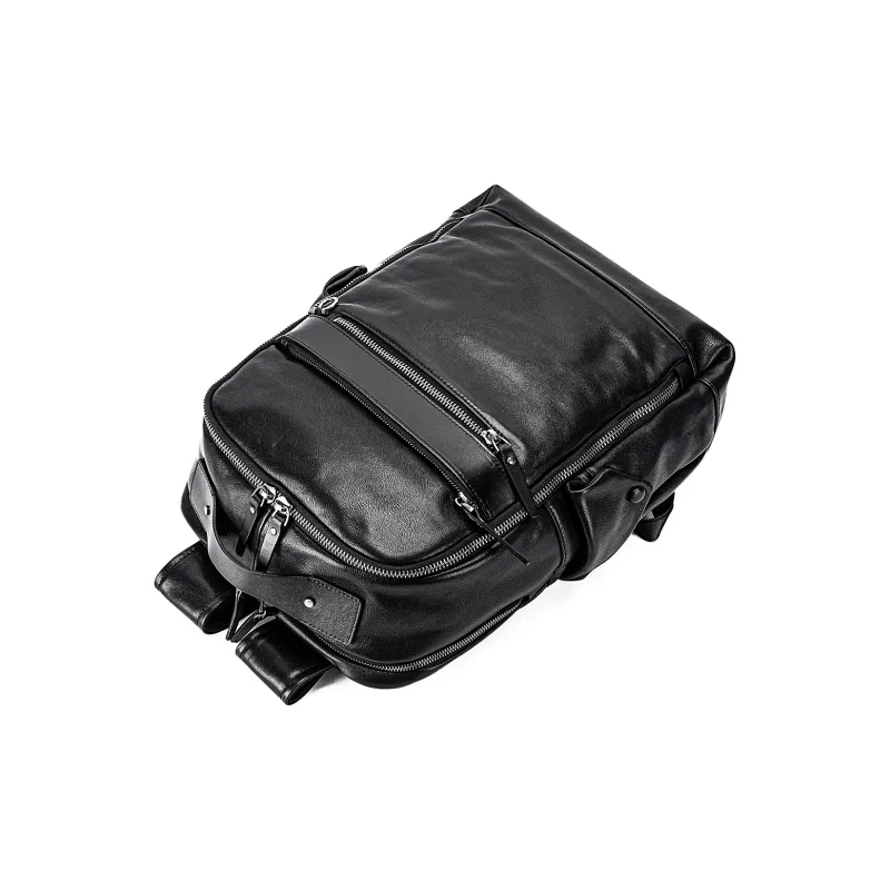 Ace Paul Cow Leather Backpack Large Size Men's Black-4