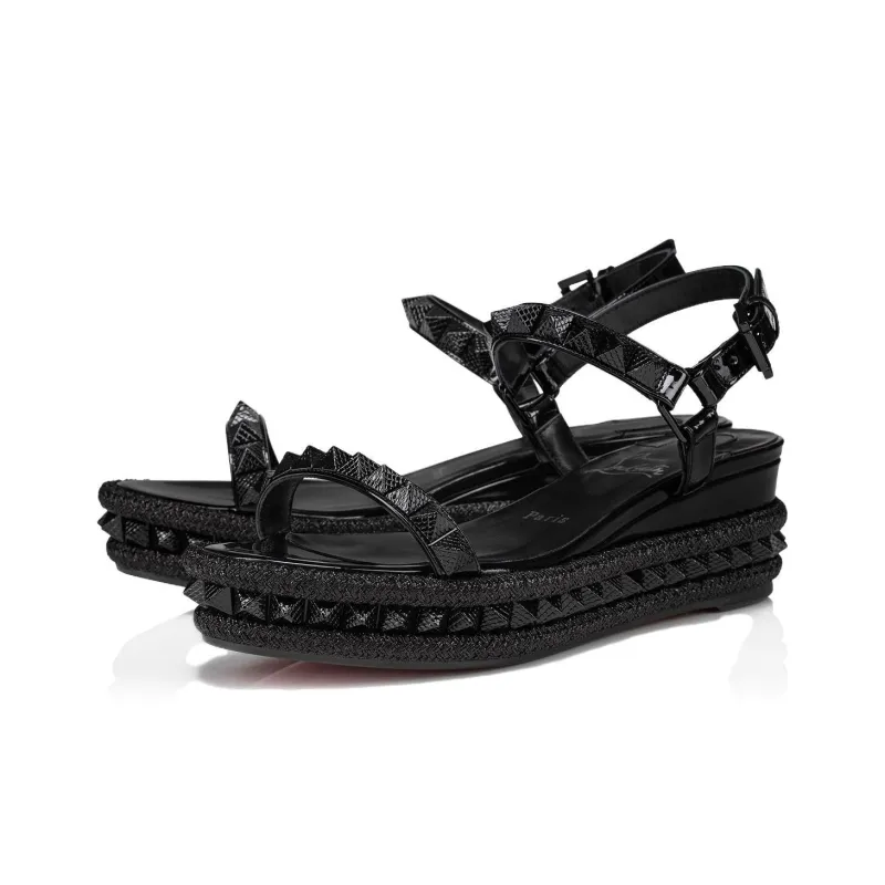 CL Pyraclou One Strap Sandals 6cm Women's Black-2