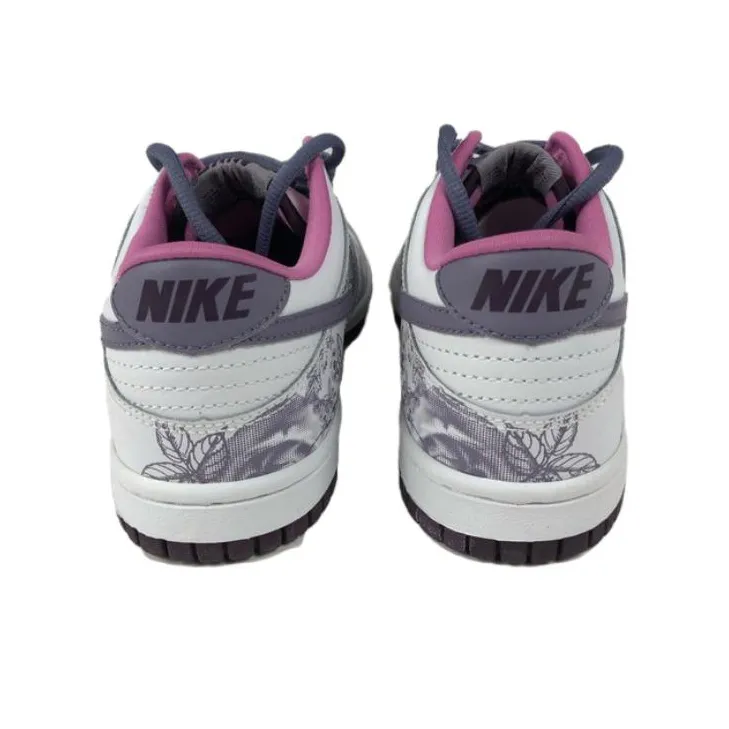 Nike Dunk Low Floral Slip-Resistant Low-Top Skateboard Shoes Women's Purple-3