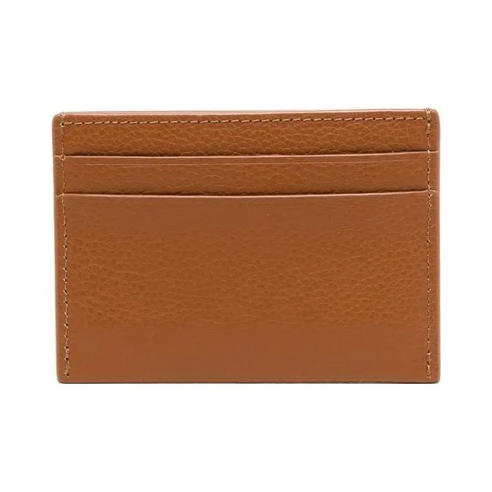 KENZO Grain Texture Leather Wallets Card Holders Men's Brown-1
