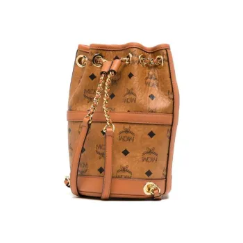 MCM Aren Calfskin Trim Bucket Bag Backpack Mini Women's Brown