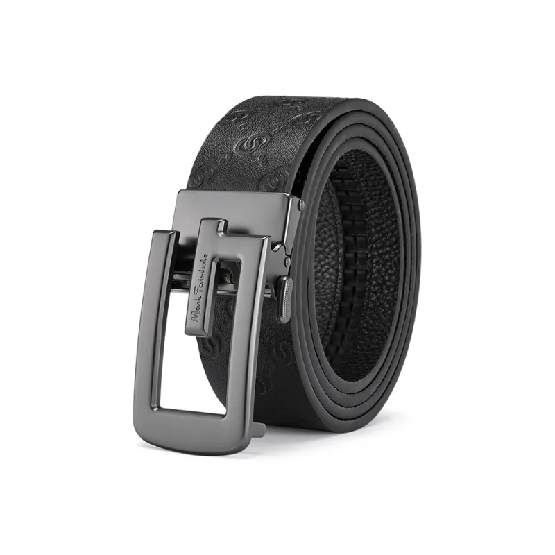 FAIRWHALE Double C Embossed Texture Design Automatic Buckle Genuine Leather Belts Men's Width 3.5CM-1