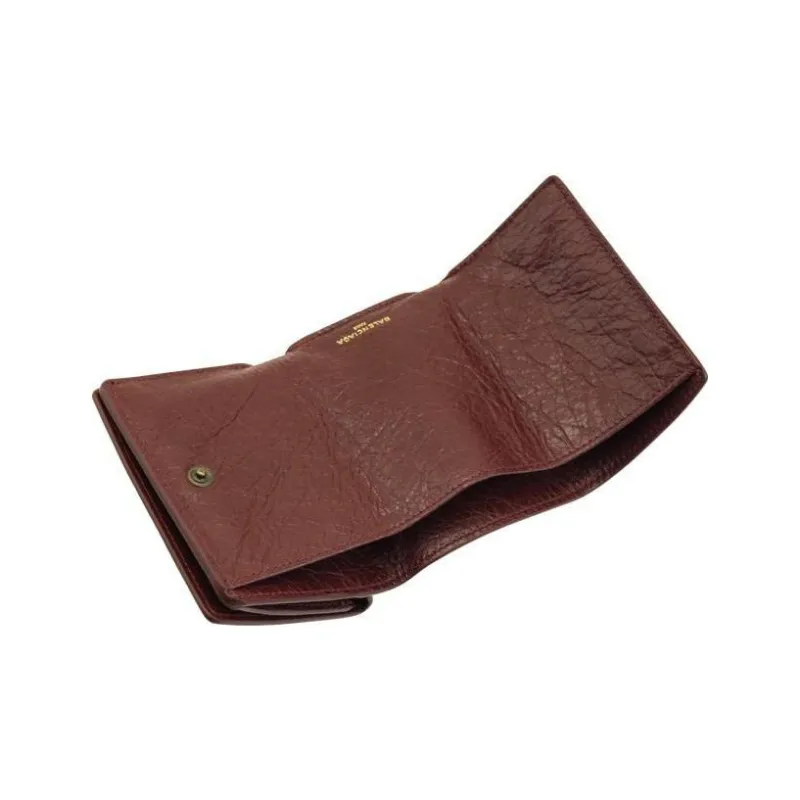 Balenciaga Leather Wallet Mini Women's Dark Red-3
