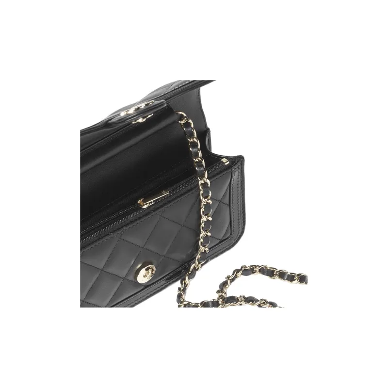 CHANEL Lambskin Patent Leather Calfskin Crossbody Bag, Shoulder Bag Women's Black-2