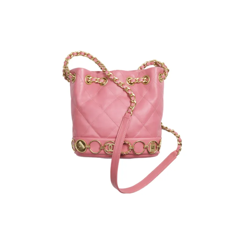 CHANEL Calfskin Bucket Bag, Shoulder Bag, Crossbody Bag Trumpets Women's Pink-1