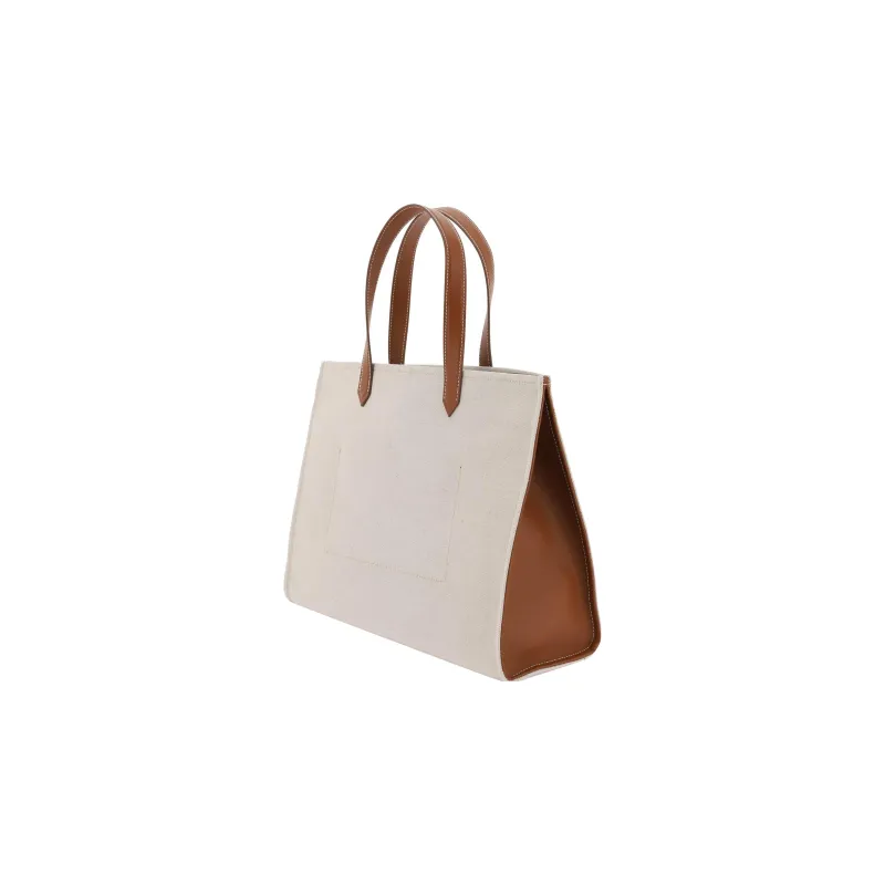 BALMAIN B ARMY Cotton With Linen Tote Bag Shopping Bag Handbag Medium Size Women's Chestnut/Brown-2