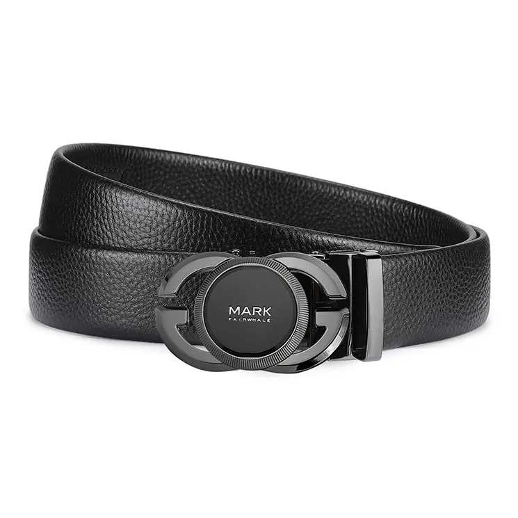 FAIRWHALE Litchi Grain Design, Automatic Buckle Genuine Leather Belts Men's Width 3.5CM-3