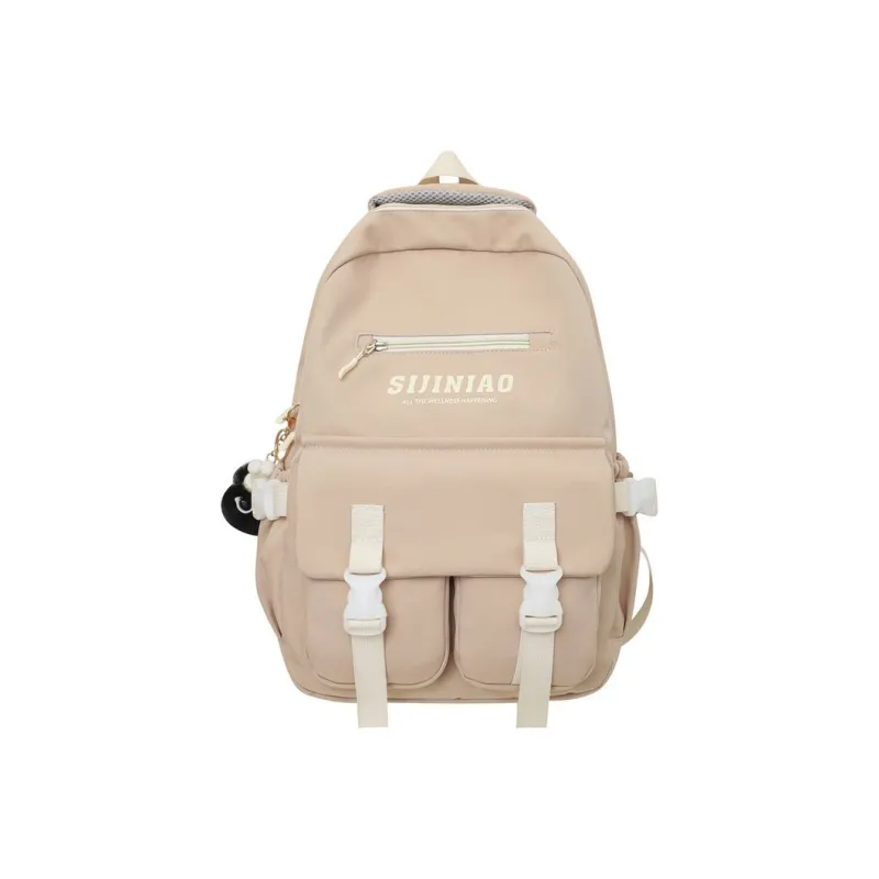 NOMK Nylon Fabric Backpack Regular Women's Pink/Khaki/Green/White/Black-2