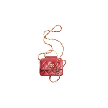 CHANEL Lambskin Shoulder Bag, Crossbody Bag, Handbag Women's Red