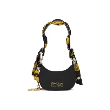 VERSACE JEANS COUTURE Cross Grain Synthetic Leather Handbag Shoulder Bag Crossbody Bag Women's Black