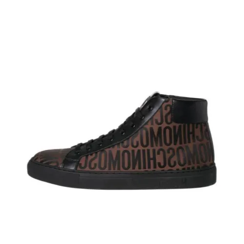 MOSCHINO Skateboard Shoes Men High-Top Brown