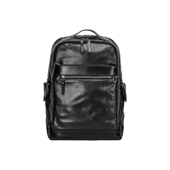 Ace Paul Cow Leather Backpack Large Size Men's Black