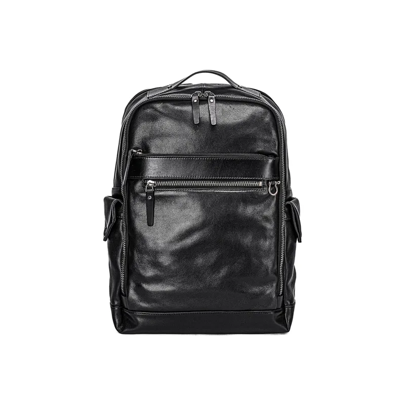 Ace Paul Cow Leather Backpack Large Size Men's Black-0