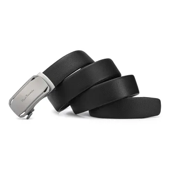 FAIRWHALE Plain Nappa Leather, Automatic Buckle Genuine Leather Belts Men's Width 3.5CM