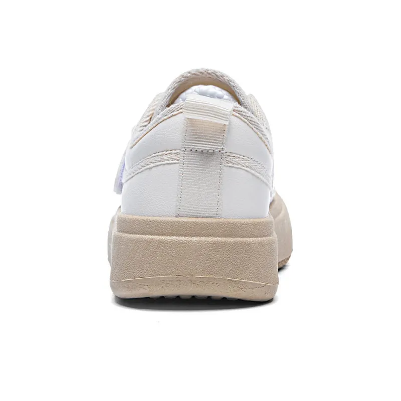 RENBEN Cushioned Wear Resistant Breathable Height Increasing Low Top Skateboard Shoes Women's Beige Coffee-3