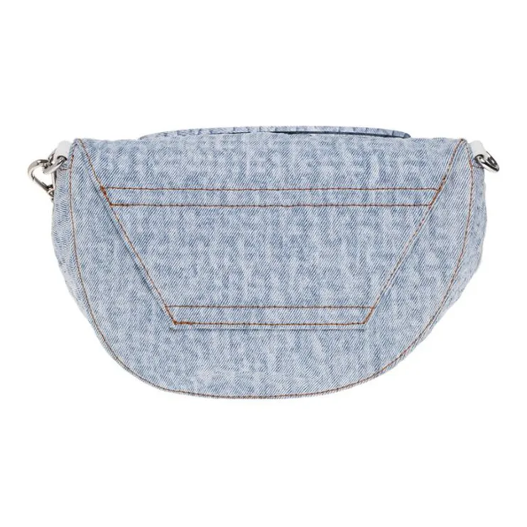 DIESEL Cotton With Cow Leather Crossbody Bags Fanny Pack Women's Blue-3