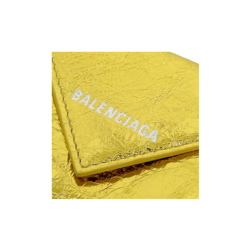 Balenciaga Leather Wallet Regular Women's Gold-5