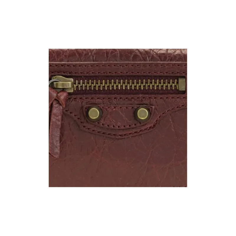 Balenciaga Leather Wallet Mini Women's Dark Red-4
