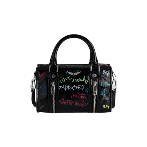 Zadig & Voltaire Calfskin Shoulder Bag Crossbody Bag Handbag Extra Small Women's Black