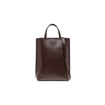 GANNI Banner Recycled Leather Tote Bag Shopping Bag Shoulder Bag Crossbody Bag Handbag Women's Chocolate