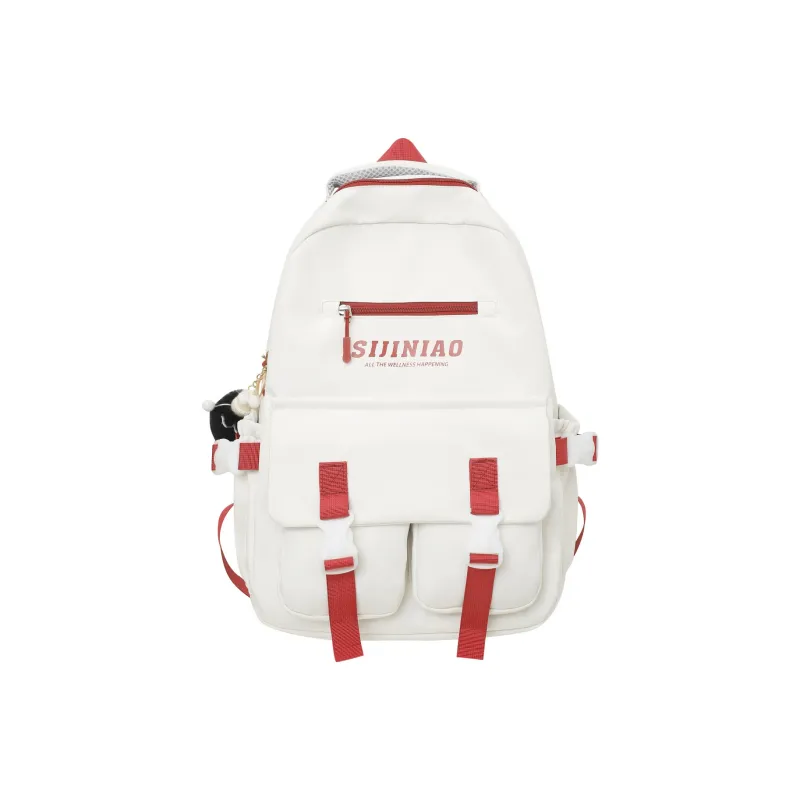 NOMK Nylon Fabric Backpack Regular Women's Pink/Khaki/Green/White/Black-0