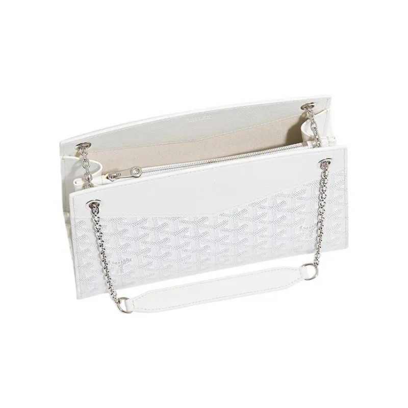 GOYARD Rouette Canvas With Leather Totes Chain Bag Shoulder Bag Women's White-2