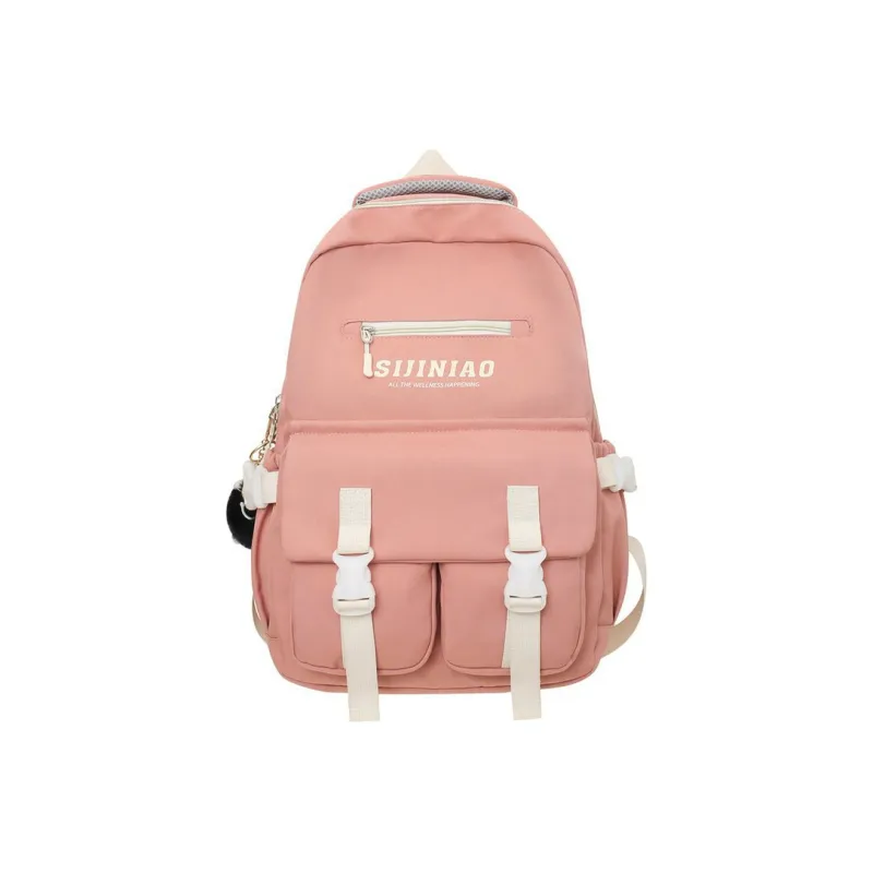 NOMK Nylon Fabric Backpack Regular Women's Pink/Khaki/Green/White/Black-10