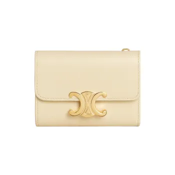 CELINE Triomphe Shiny Calfskin Wallet Women's Soft Yellow