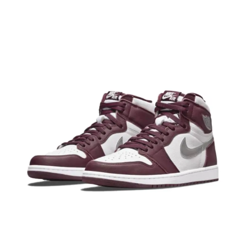 Jordan Air Jordan 1 Anti Slip Wear Resistant High Top Vintage Basketball Shoes Unisex Red-2