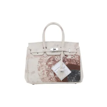 Emotional World Cotton Handbag, Commute Bag, Tote Bag Medium Size Women's White & Brown & Beige