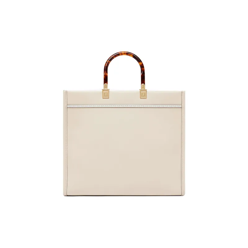 FENDI Sunshine Calfskin Tote Bag Shopping Bag Handbag Medium Size Women's Pink White-2