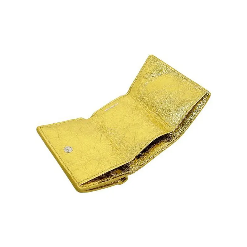 Balenciaga Leather Wallet Regular Women's Gold-4