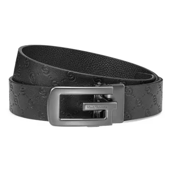 FAIRWHALE Double C Embossed Texture Design Automatic Buckle Genuine Leather Belts Men's Width 3.5CM