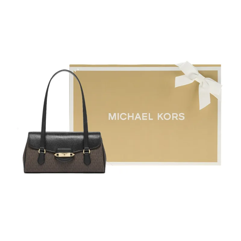 MICHAEL KORS Fleur Commute One Shoulder Handbag Medium Size Women's Acorn Brown/Black-6