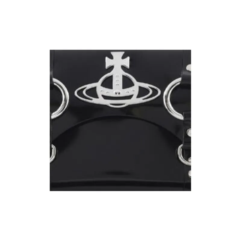 Vivienne Westwood Leather, Patent Leather Messenger Bag, Shoulder Bag, Crossbody Bag Women's Black-2