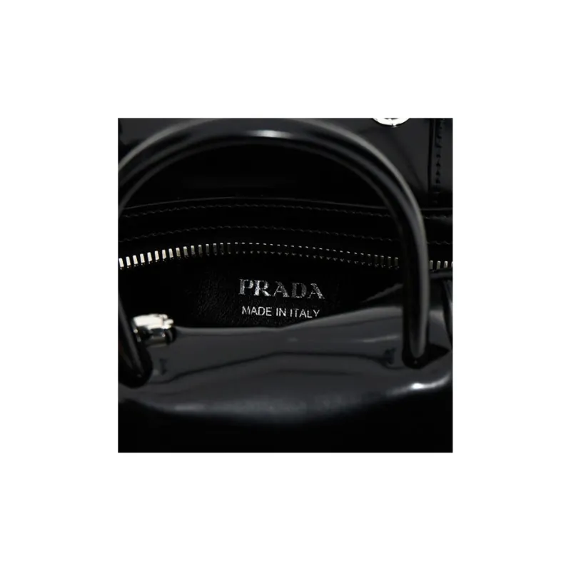 PRADA Genuine Leather Shoulder Bag Regular Women's Black-3