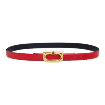 FERRAGAMO Double-Sided Two-Tone Leather Belts Women's Red