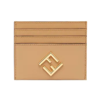 FENDI Calfskin Card Holder Women's Beige