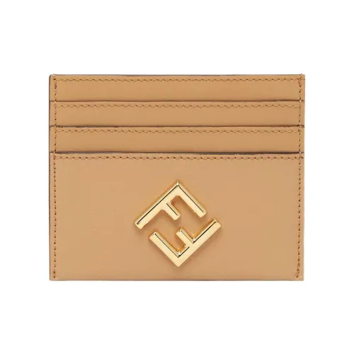 FENDI Calfskin Card Holder Women's Beige